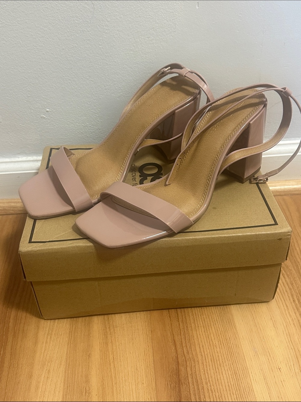 ASOS Nude Pink Block Heel Slingback Sandals